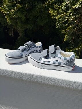 New Vans Kids Old Skool V Checkerboard Pewter/White - Size 11